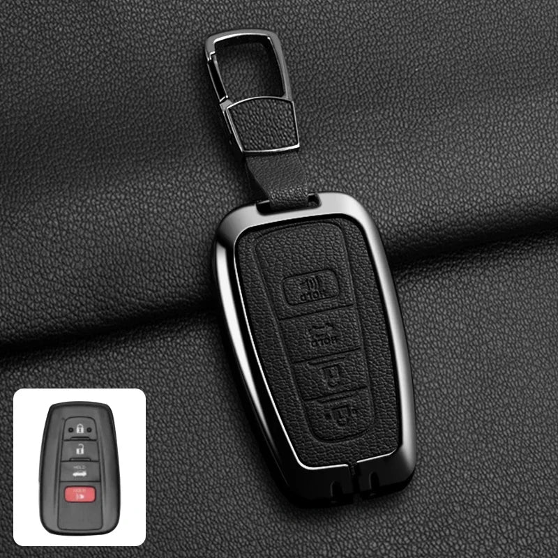 Étui de Protection Clé Toyota C-HR RAV4 Corolla Prius Camry Alliage de Zinc et Cuir
