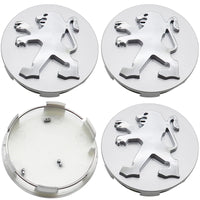 Cache-Moyeux Peugeot 60 mm avec Autocollant Alu, Lot de 4, Six Modèles, Ancien Lion ou Nouveau Blason