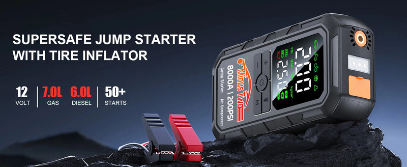 Booster de Batterie Voiture 8000A avec Compresseur 200 PSI