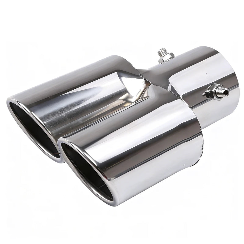 Embout d'Échappement Double Sortie Universel Inox 304 Entrée 63 mm
