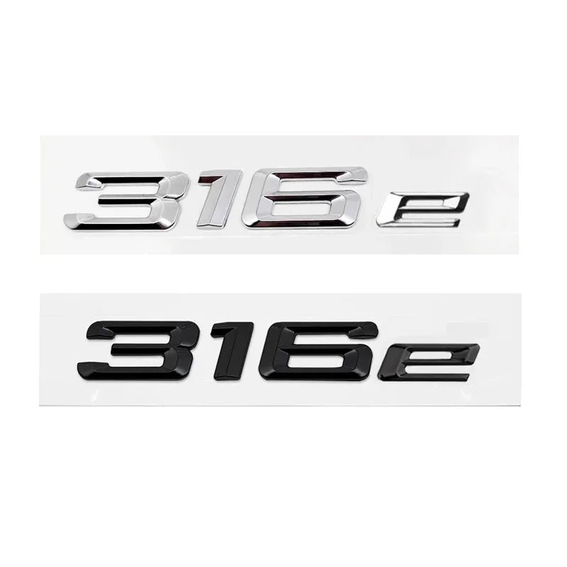 Emblème de Coffre BMW Lettres 316e, 318e, 320e, 330e, 530e, 740e, Noir Brillant ou Argent
