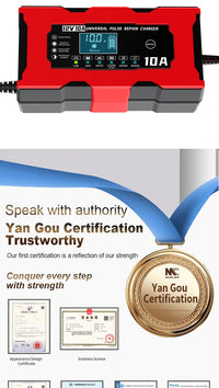 Chargeur de Batterie Voiture 12V 10A Intelligent LiFePO4 AGM Gel