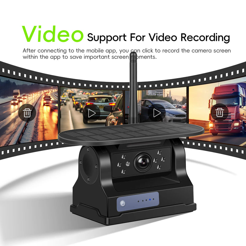 Caméra de Recul Sans Fil à Charge Solaire Podofo 720P WiFi avec Vision Nocturne IP67 Magnétique pour Camping-Car, Voiture et Pick-up