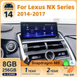 Autoradio Android 14 Lexus NX 200 200t 300h 2014-2021 Écran 10,25 Pouces CarPlay DSP GPS
