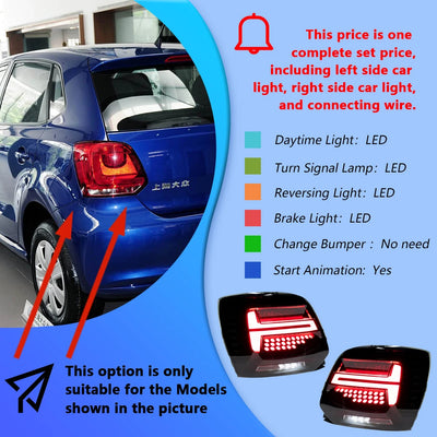 Feux Arrière LED Volkswagen Polo 2011-2018 Style Audi Q2