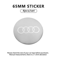 Cache-Moyeux Audi A3 A4 RS3 56mm 60mm 65mm Emblème — vue d'ensemble