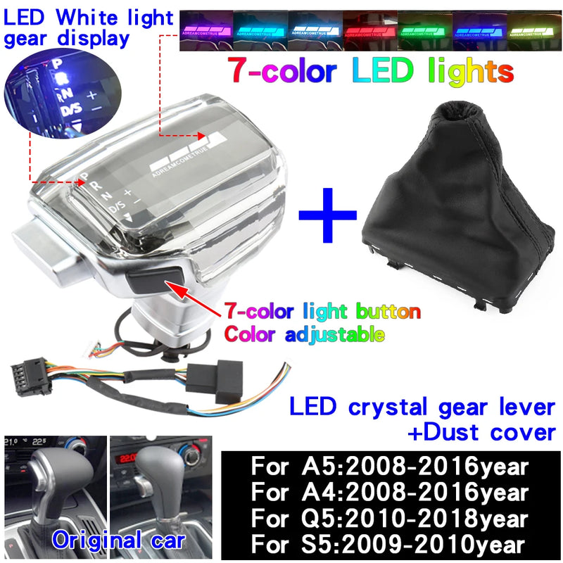 Pommeau de Vitesse Cristal LED Audi A4 A6 A3 — gros plan