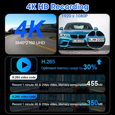 Dashcam Srnubi 11,26 Pouces 4K CarPlay Android Auto
