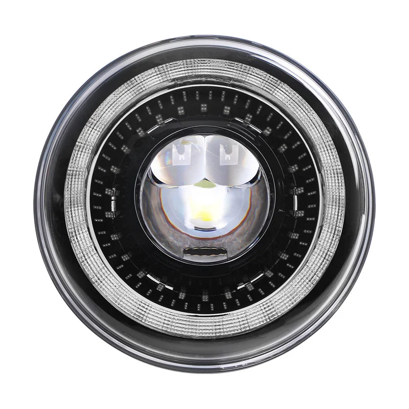 Phare Rond LED 7 Pouces Land Rover Defender Lada Niva Uaz Hunter 4x4 Anneau Halo Feu de Route Unité