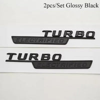 Emblèmes Turbo Electrified Mercedes AMG C63 W206, Lot de 2, Noir Brillant ou Chrome, 15,2 cm