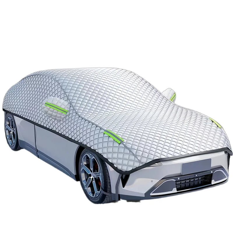 Demi-Housse de Protection Voiture Matelassée Toutes Saisons Bandes Réfléchissantes