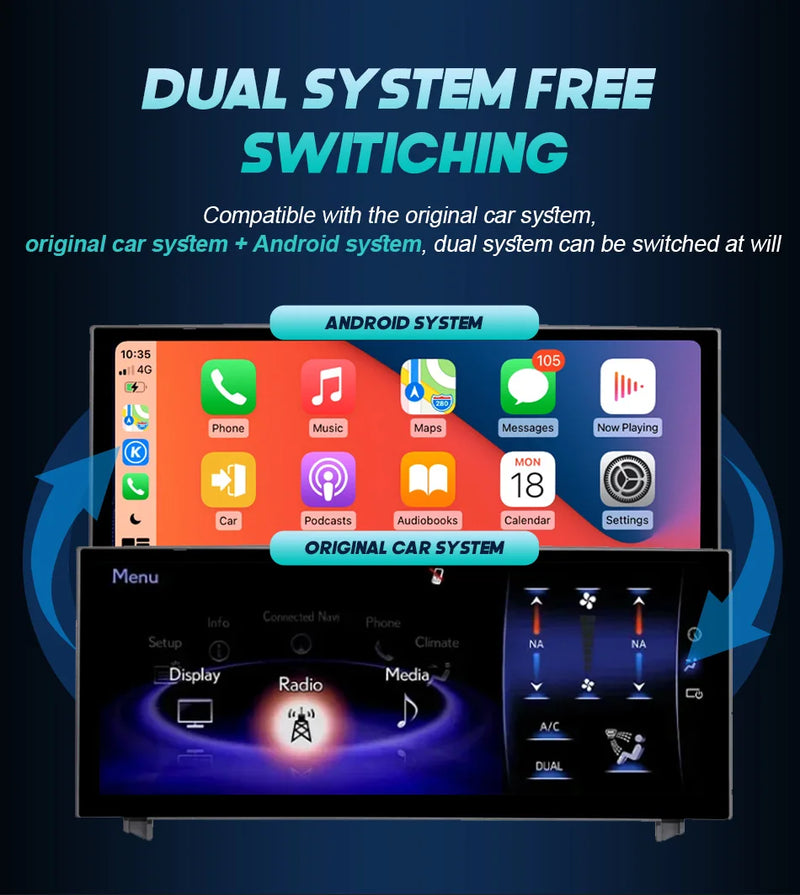 Autoradio Android 14 Lexus NX 200 200t 300h 2014-2021 Écran 10,25 Pouces CarPlay DSP GPS