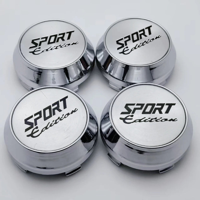 Cache-Moyeux Universels Édition Sport 60mm Noir Argent — gros plan