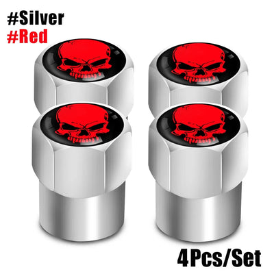 Bouchons de Valve Universels Tête de Mort Bicolores Aluminium