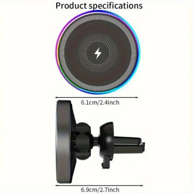 Support Téléphone Voiture Magnétique Anneau RGB Charge Rapide