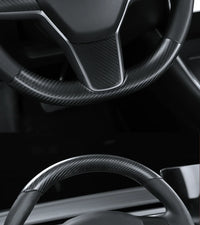 Couvre Volant Tesla Model 3 2017-2023 et Model Y 2020-2024 en Fibre de Carbone, Partie Haute ou 2 Pièces