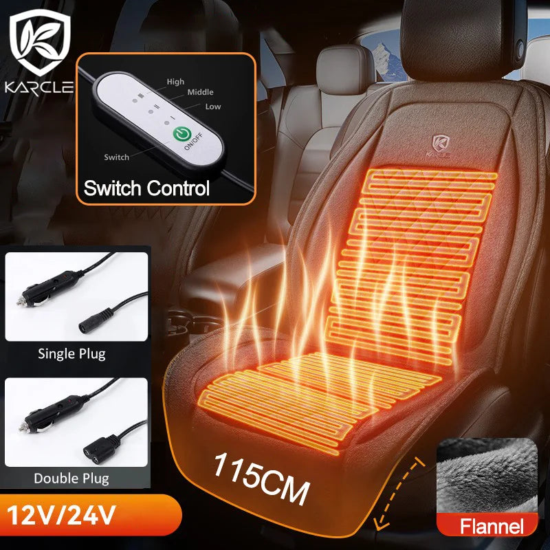 Siège Chauffant Voiture 12V 24V Flanelle Allongé 115 cm