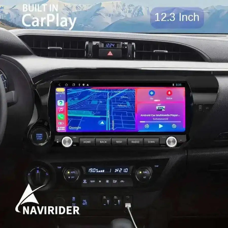 Autoradio Android Écran QLED 12,3 Pouces Toyota Hilux 2015-2023 CarPlay Sans Fil GPS 4G