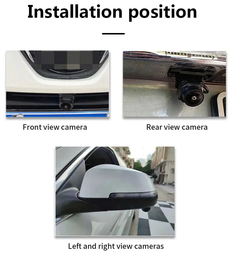 Caméra de Recul 360° Kit 4 Caméras AHD 1080P Vue Panoramique