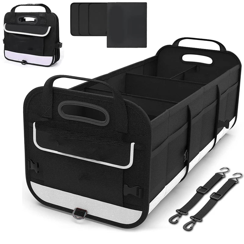 Organisateur de Coffre Voiture Pliable 95 L 2 Sangles Rétractables