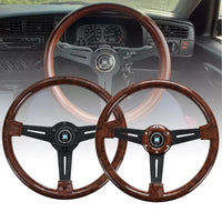 Volant de Course Universel 350 mm Aspect Bois 14 Pouces