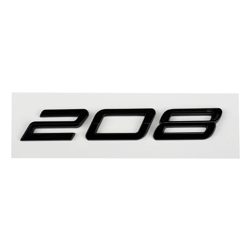 Logo Peugeot 208, 308, 408, 408X, 508 et 508L en ABS 3D, Emblème Lettres de Coffre Noir Brillant, Argent ou Gris