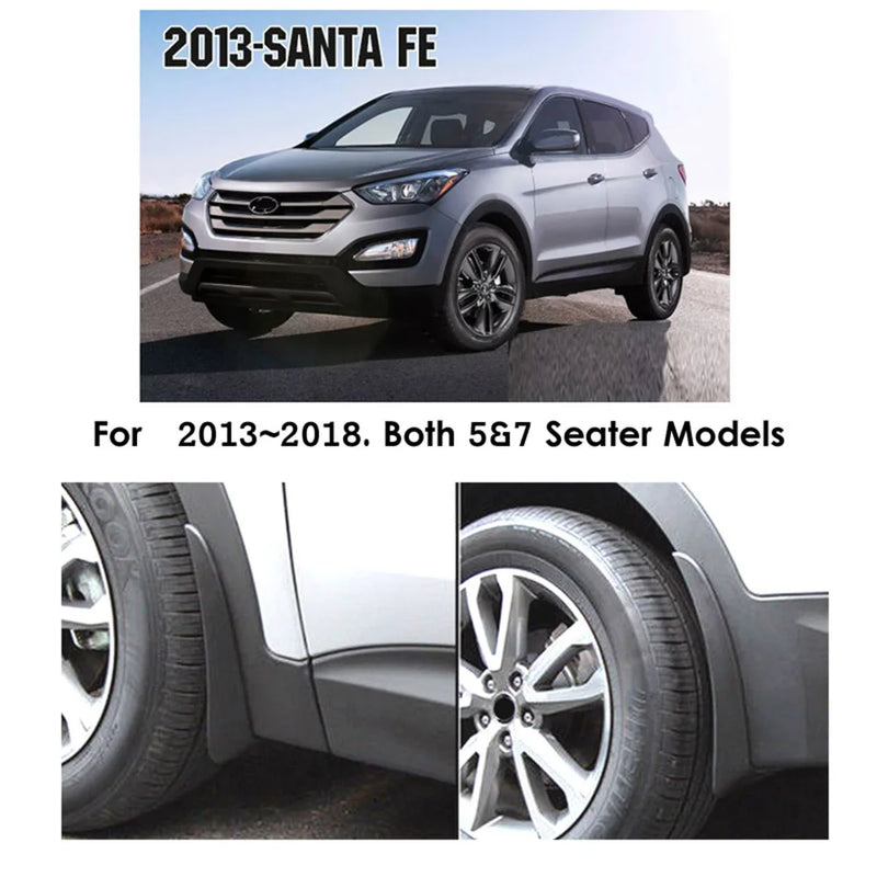 Bavettes Garde-Boue Hyundai Santa Fe DM 2013-2018 Kit 4 Pièces