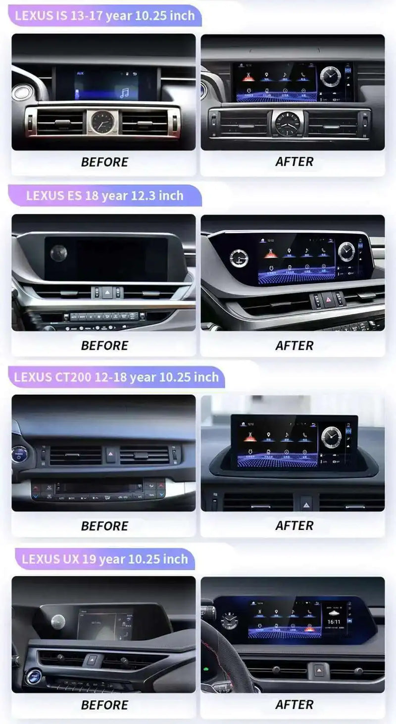 Autoradio Android 14 Écran QLED 12,3 Pouces Lexus RX 270 350 450h 2009-2015 CarPlay Double Système