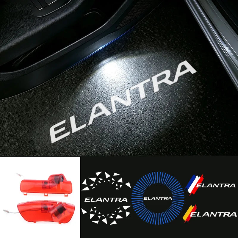 Projecteur Porte Hyundai Elantra 2008-2015, Lumière de Bienvenue LED, Lot de 2, 7 Motifs
