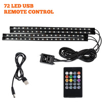 Éclairage d'Ambiance LED RGB 72 Diodes Bluetooth Voiture