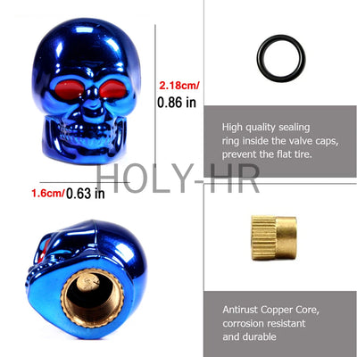 Bouchons de Valve Universels Tête de Mort Noyau Cuivre