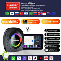 Boîtier CarPlay CarRocket Plus Android 15 4G GPS Sans Fil