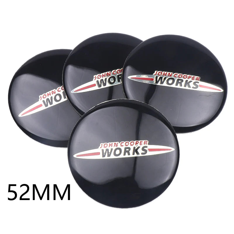 Cache-moyeux Mini Cooper JCW 52 mm autocollants 4 pièces