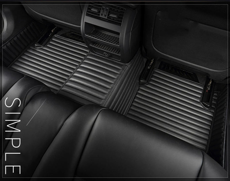 Tapis de Sol Cuir PU Rayé 5D Sur Mesure Volvo XC40 V60 V90 2016-2023 5 Places ou 1 Pièce