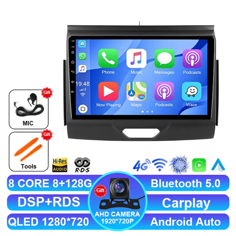 Autoradio Android 15 Ford Everest et Ranger 2015-2018 CarPlay Sans Fil GPS 4G