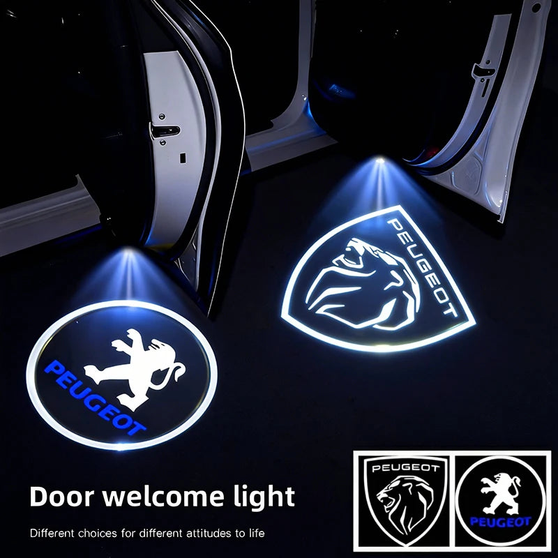 Projecteur Logo Porte Peugeot Blason ou Lion LED 2 Pièces