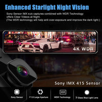 Dashcam Miroir 11,26 Pouces 4K IPS GPS