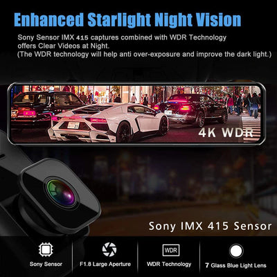 Dashcam Miroir 11,26 Pouces 4K IPS GPS