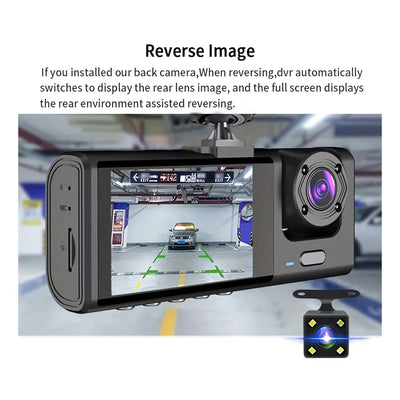 Dashcam 3 Caméras 1080P Écran IPS 2 Pouces