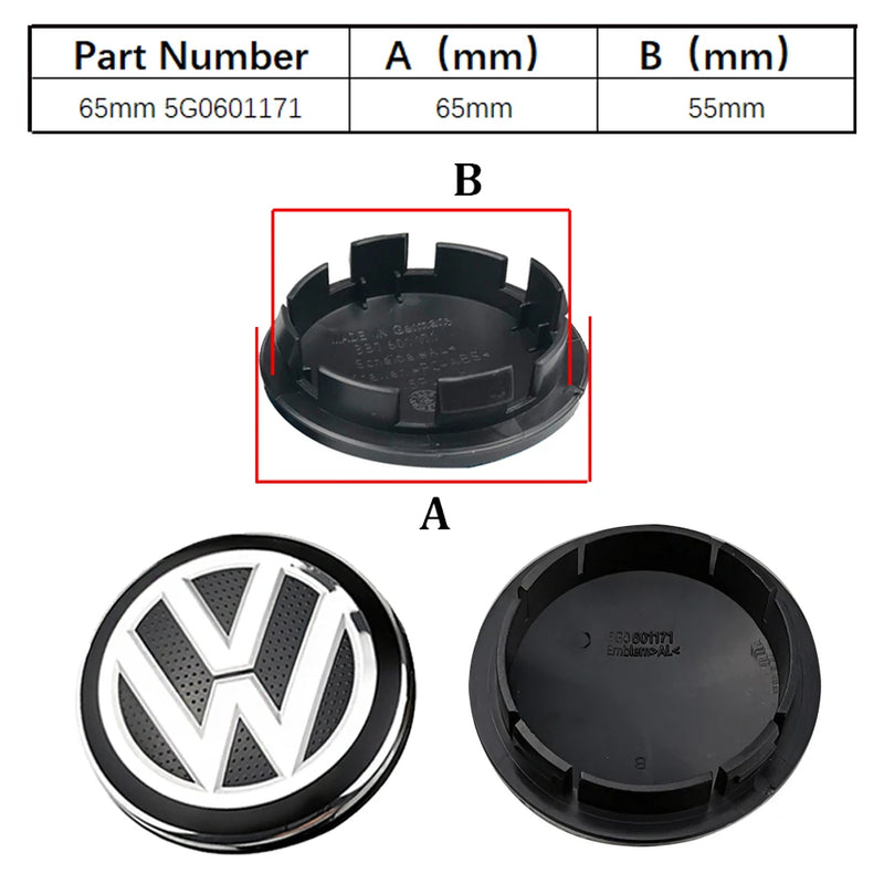 Cache-Moyeux Volkswagen VW Golf Polo Passat 55mm 76mm — détail de finition