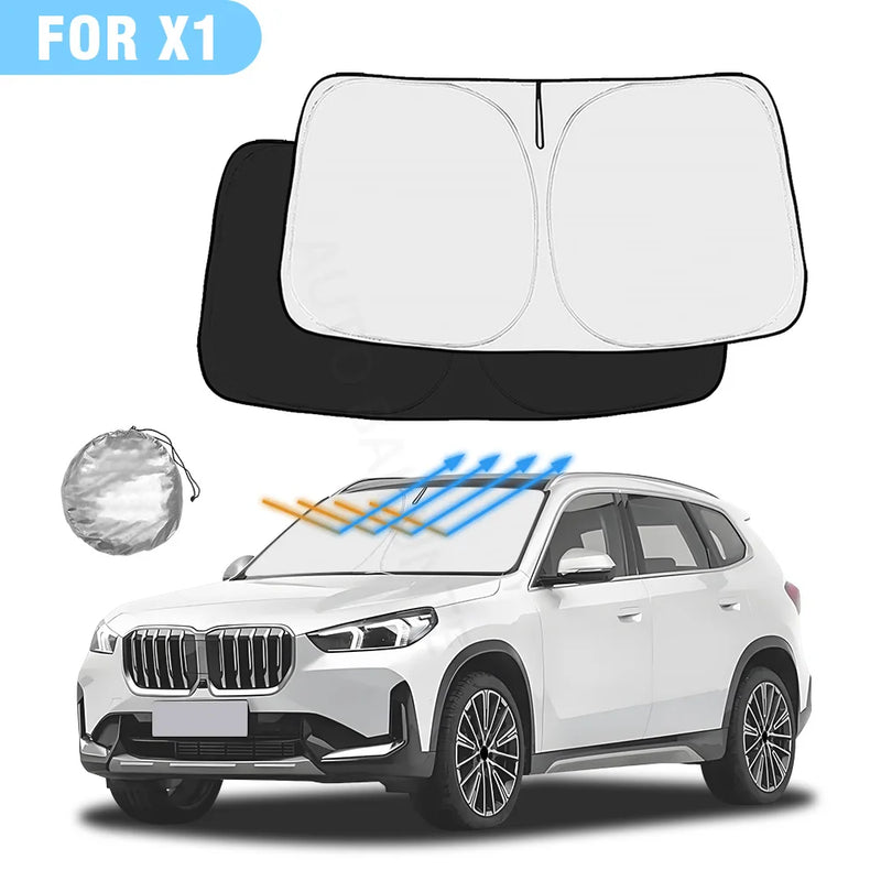 Pare-Soleil Pare-Brise BMW X1 F48 2016-2022 Pliable Double Couche avec Pochette Zippée