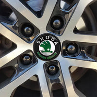 Cache-Moyeux Skoda 55 ou 65 mm Lot de 4 Logo de Roue pour Kodiaq Fabia Kamiq Karoq Octavia A5 A7 Rapid Scala