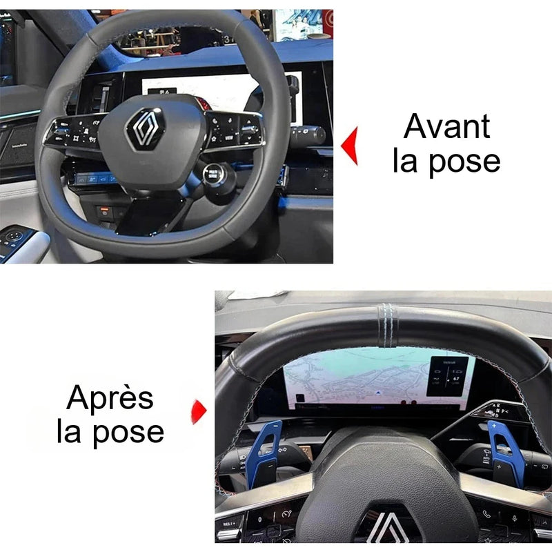 Palettes au Volant Renault Austral Espace Mégane E-Tech Rafale Aluminium Larges
