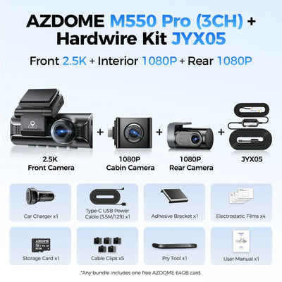 Dashcam AZDOME 4K Vision Nocturne Infrarouge GPS WiFi