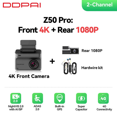 Dashcam DDPAI Z50 Pro 4K GPS ADAS Vision Nocturne