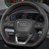 Couvre Volant Audi Q3, Q5, SQ5, Q7, SQ7, Q8 et SQ8, Cuir Véritable sur Mesure à Coudre, 11 Couleurs de Fil