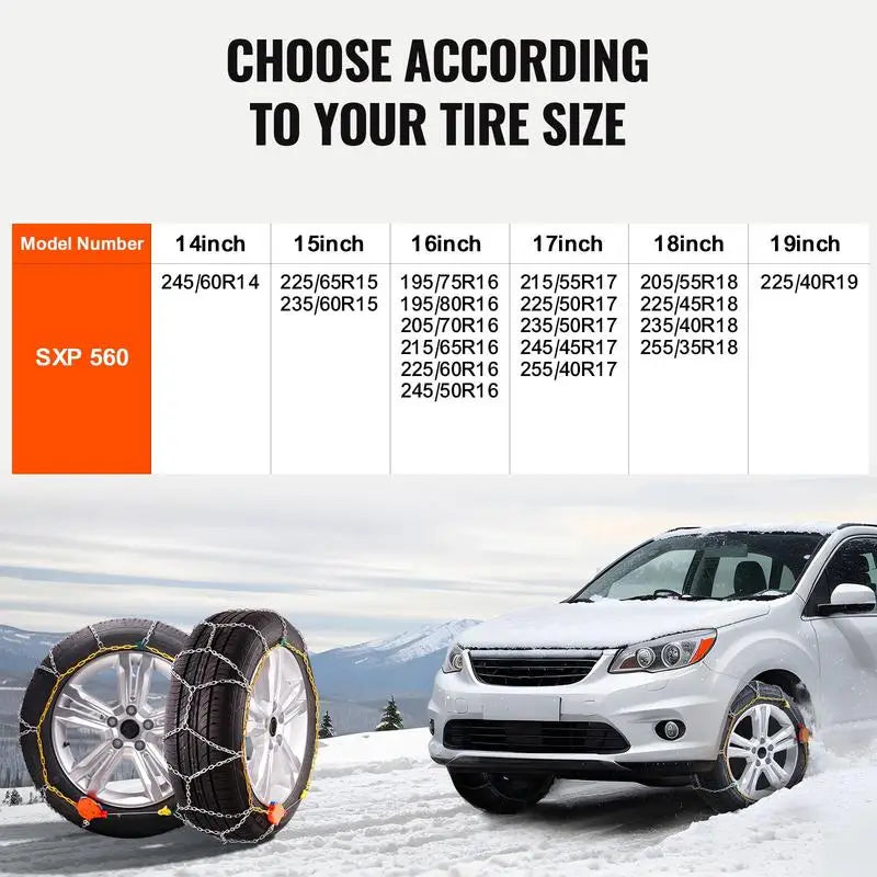 Chaînes à Neige Voiture Acier Manganèse Kit 2 Pièces 14 à 19 Pouces