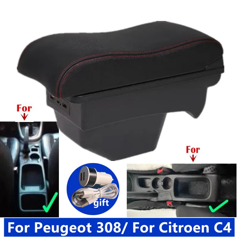 Accoudoir Peugeot 308 T7 SW 2008-2012 Citroën C4 2011 Cuir avec Rangement et Prise USB