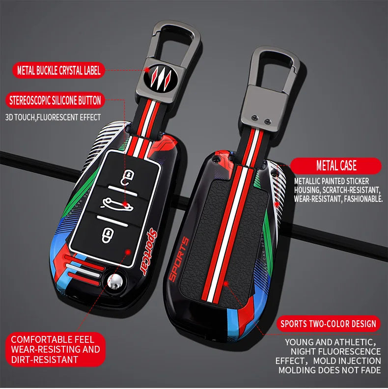 Coque de Protection Clé Peugeot 208 308 408 508 2008 3008 4008 5008 Citroën C3 C4 Cactus C6 C8 Look Sport Rouge ou Noir