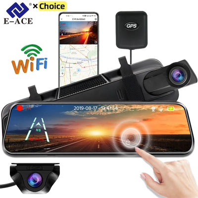 Dashcam Miroir E-ACE A37 2K Écran Tactile
